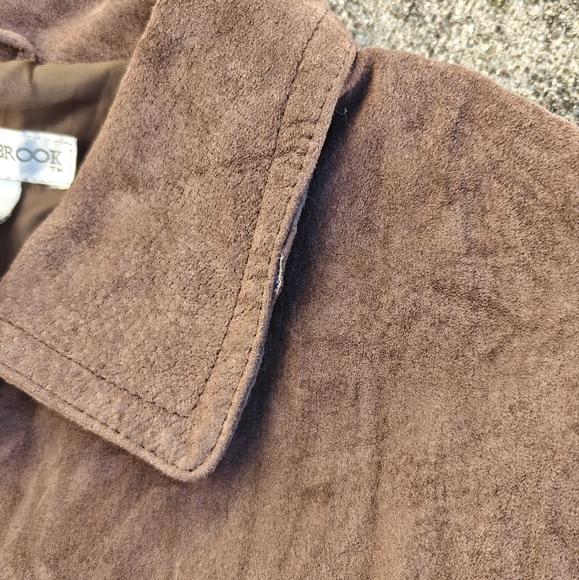 Brown Suede Jacket Genuine Leather Vintage Womens Large Button Down Moto Western - Picture 5 of 6